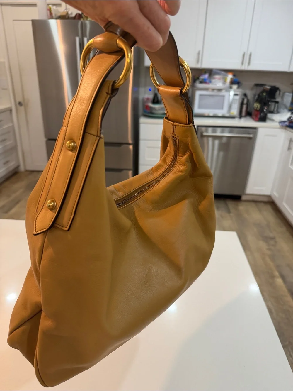 GUCCI-Tom Ford Hobo Shoulder Bag - Deep mustard/tan color Leather ..